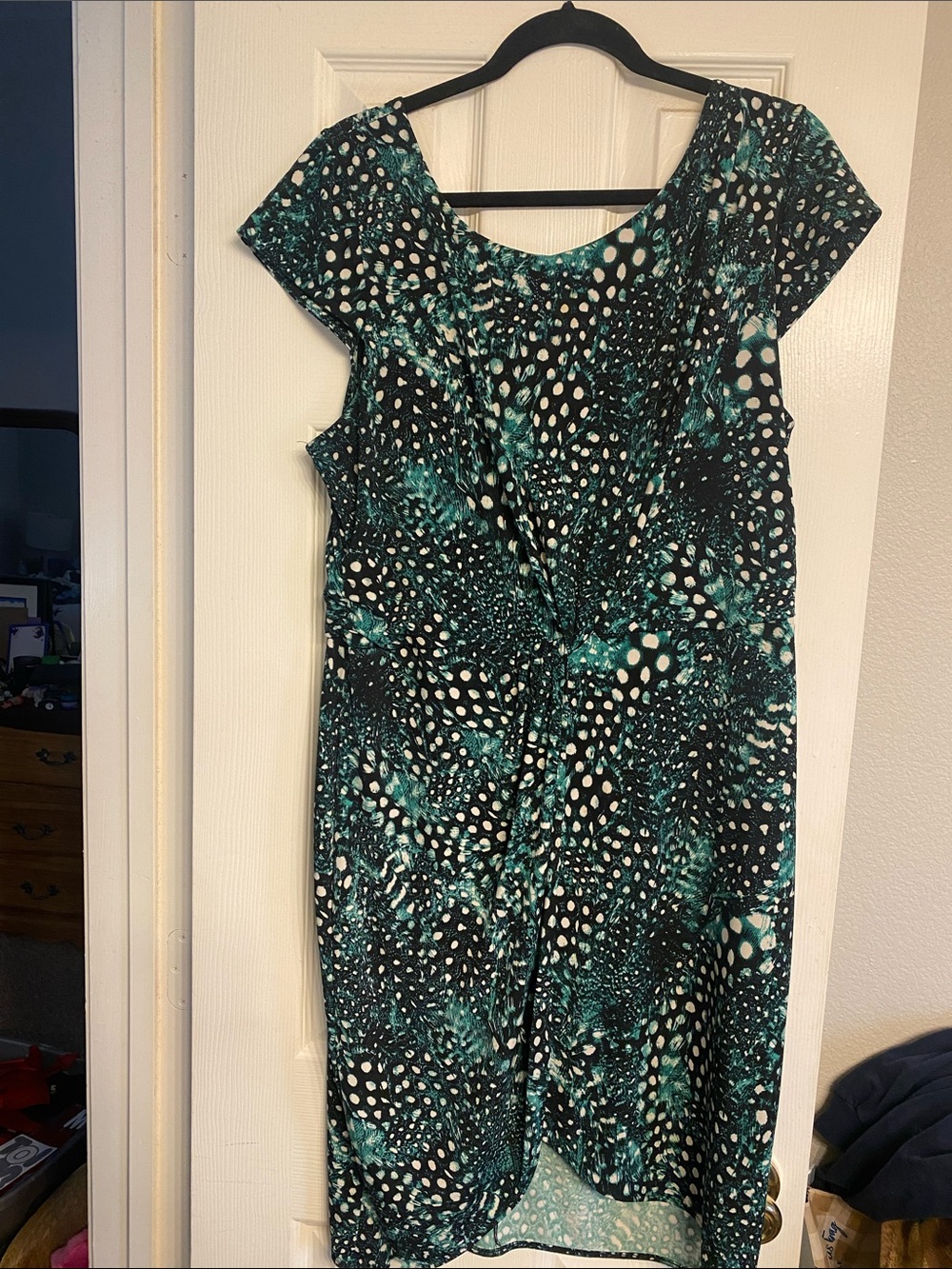 Victoria's Secret Black and Teal Cap Sleeve Midi Dress